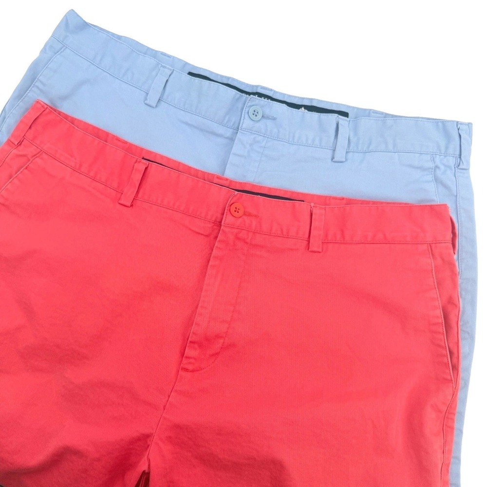 Lot of 2 Fish Hippie Drift Shorts Mens 37 (Tag 38) Blue Red Chino Cotton Stretch
